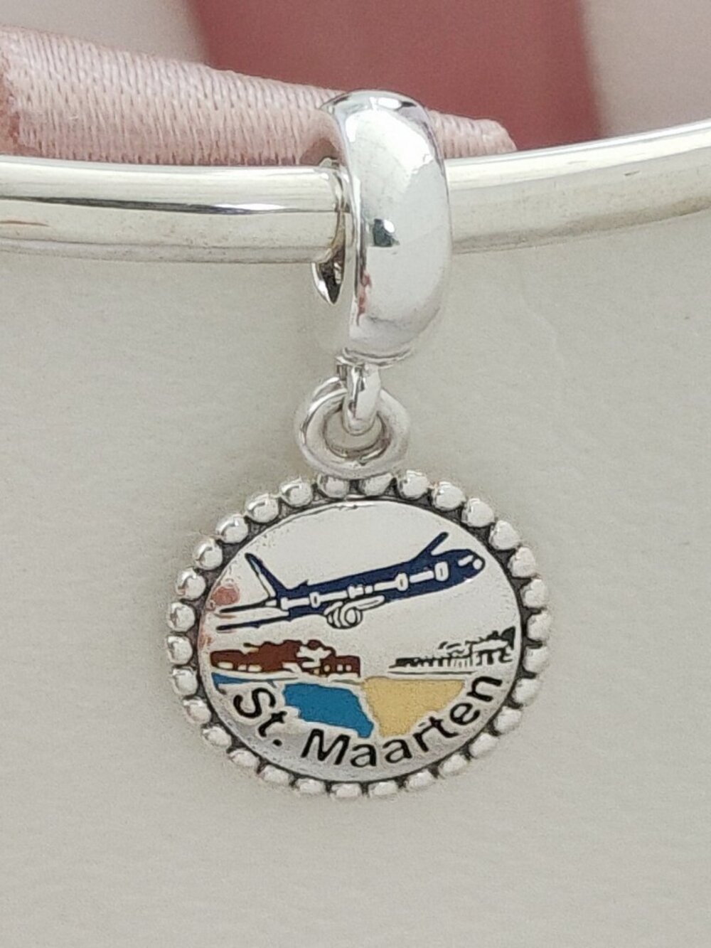 Pandora St. Maarten Beach Navy Plane Dangle Charm 925 Sterling Silver with box